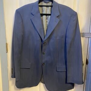 BILL BLASS Men 44 Short Solid Blue Silk Sport Coat Blazer Jacket Formal Luxury